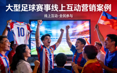 大型足球赛事线上互动营销案例封面，球迷在屏幕前欢呼